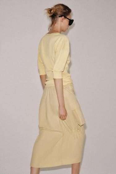 T-SHIRT CÔTELÉ MANCHES AMPLES - Jaune moyen de Zara - Image 5