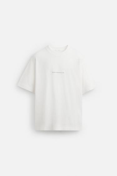 T-SHIRT PIÈCE CONTRASTE - Blanc de Zara