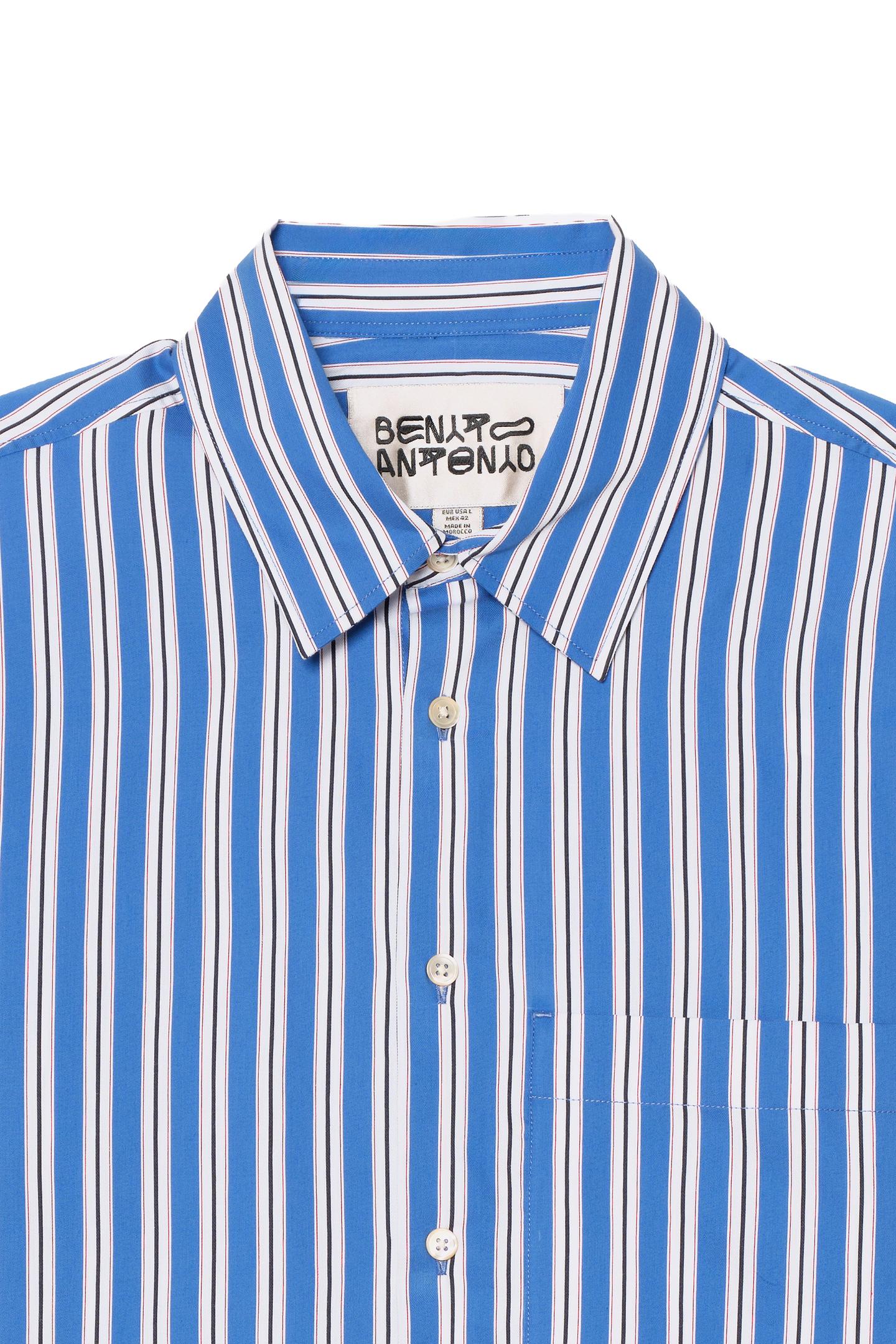 Мужская рубашка Zara Relaxed Fit Striped, цвет: Синий / Индиго — фото 5