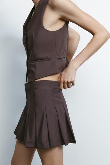 JUPE-SHORT À PLIS PLATS - Gris grenat de Zara - Image 2