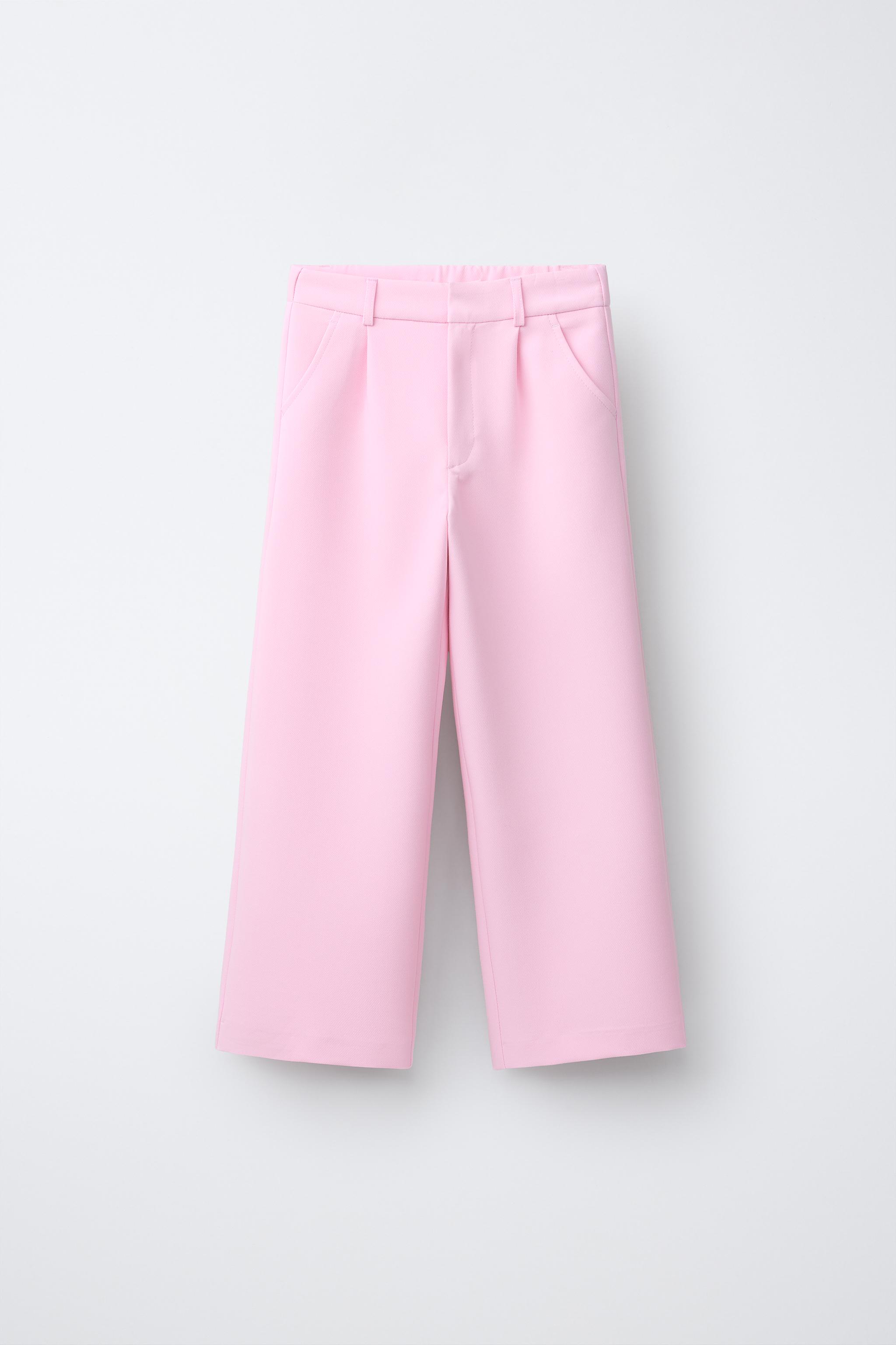 TAILORED WIDE-LEG TROUSERS — Pastel pink