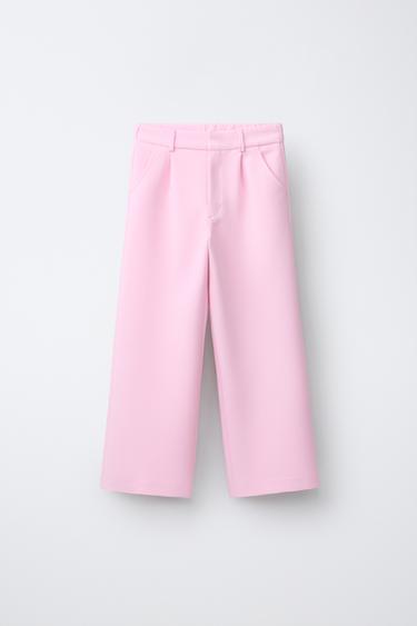 PANTALONI SARTORIALI A GAMBA LARGA - Rosa pastello di Zara