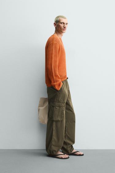 WASHED TEXTURED JUMPER - Orange by Zara - Image 3