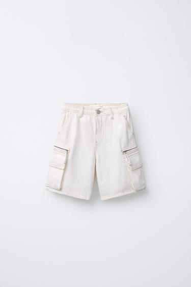 CARGO BERMUDA SHORTS WITH POCKETS - Ecru by Zara