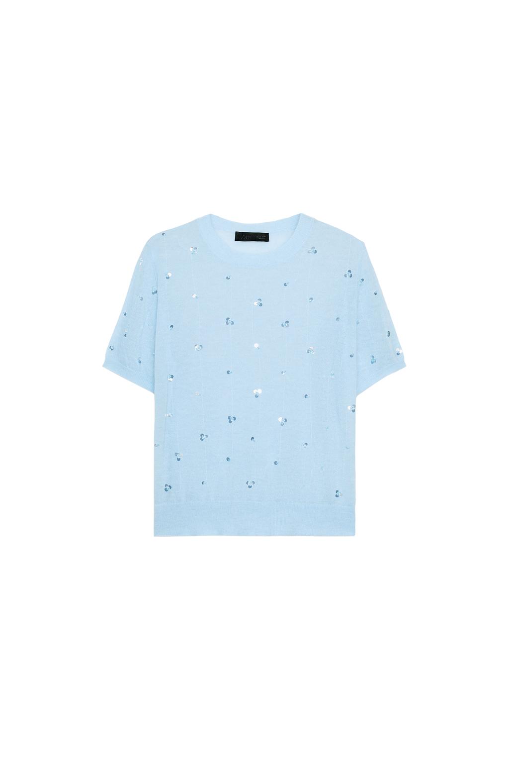 SHORT SLEEVE SEQUIN KNIT TOP - image 3