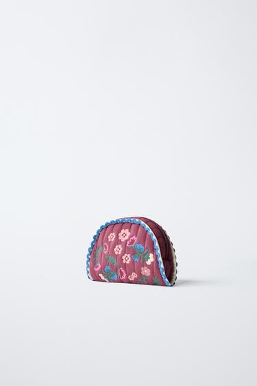 EMBROIDERED TOILETRY BAG - Burgundy Red by Zara - Image 1
