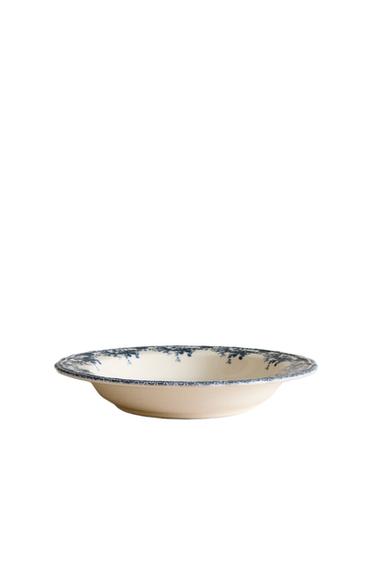 FLORAL EARTHENWARE SOUP PLATE - Blue by Zara