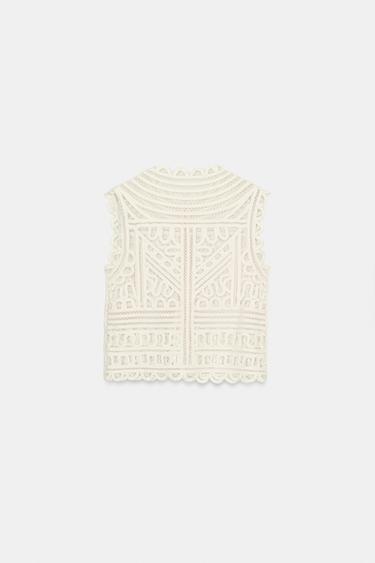 BLOUSE CROCHET ZW COLLECTION - Écru de Zara - Image 5