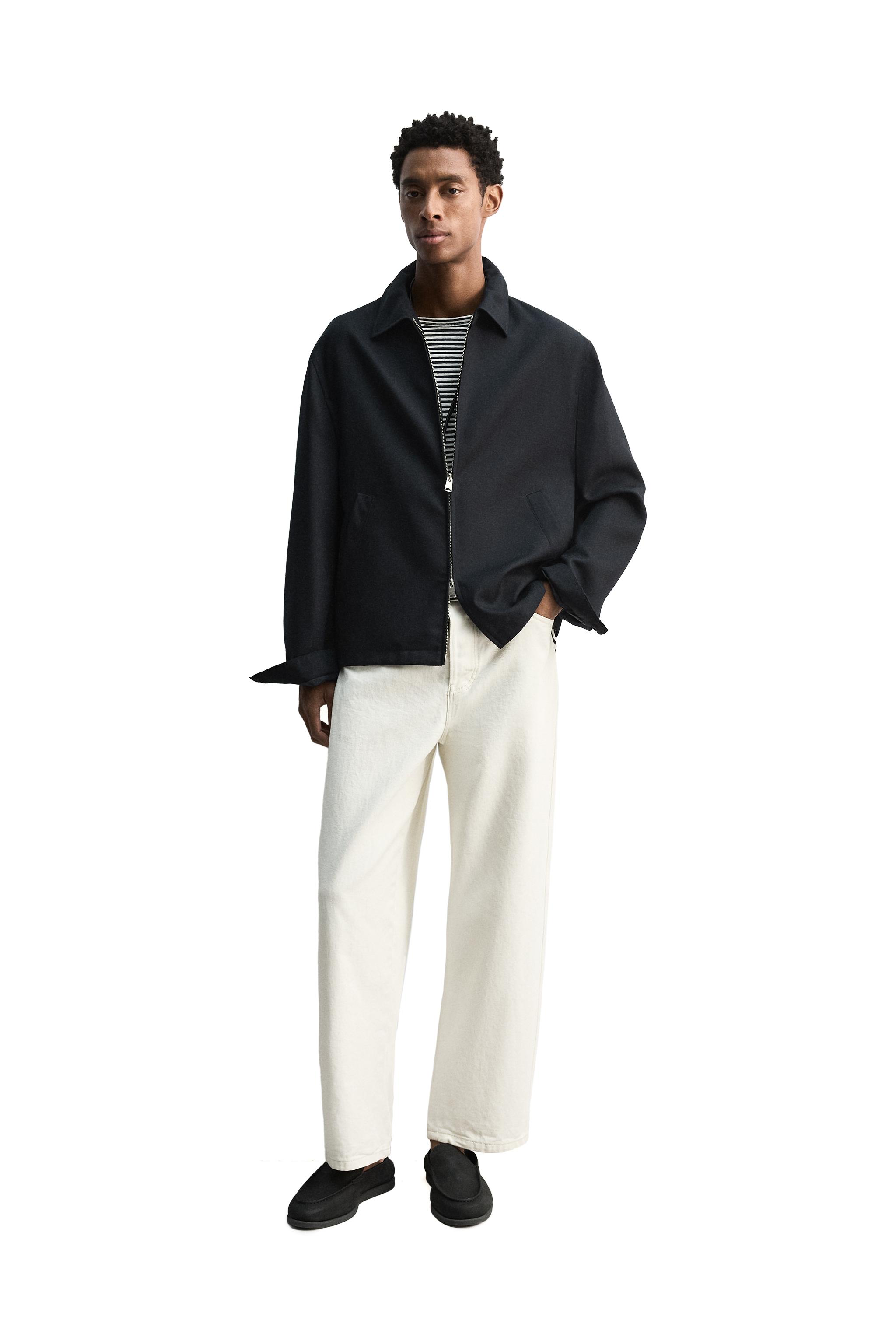 新品☆ZARA ザラ シャツ付きジャケット アウター M ネイビー ZARA - ZARA ザラ ボタン オーバーサイズシャツジャケット