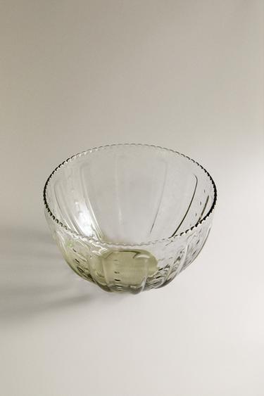 GLASS SALAD BOWL WITH RAISED DETAIL - Light green by Zara - Image 1