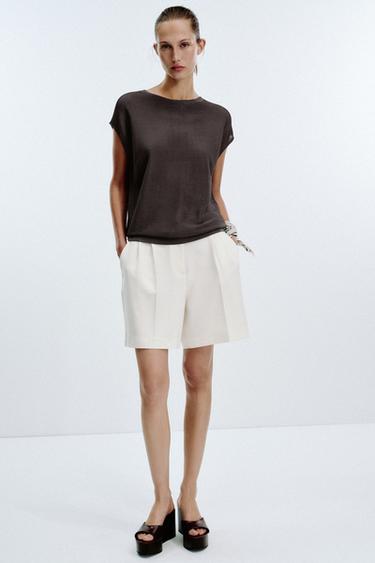 Zara SLEEVELESS RIB KNIT TOP - Brown