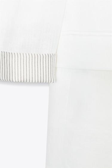 BLAZER 100 % LIN POIGNETS IMPRIMÉS - Blanc de Zara - Image 7