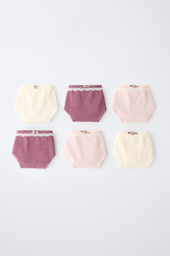 Zara AGES 6-14/ 6-PACK LACE AND FLOWER UNDERWEAR - Multicolored - Image 0