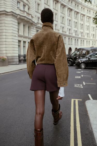PLEATED CHAIN BERMUDA SHORTS - Burgundy by Zara - Image 3
