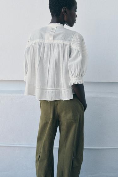 ZW COLLECTION ROMANTIC COTTON SHIRT - Ecru by Zara - Image 2