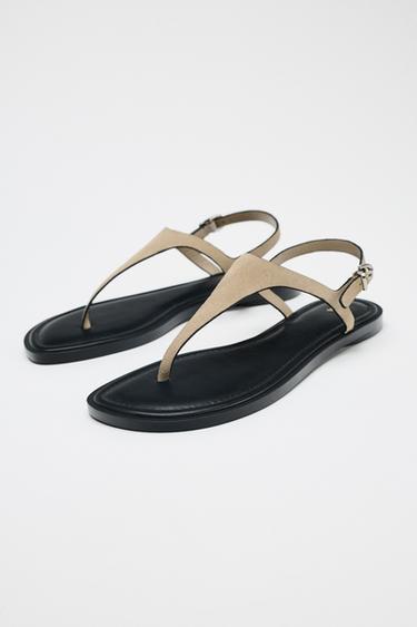 LEATHER BUCKLE-STRAP SANDALS - Sand Brown by Zara - Image 2