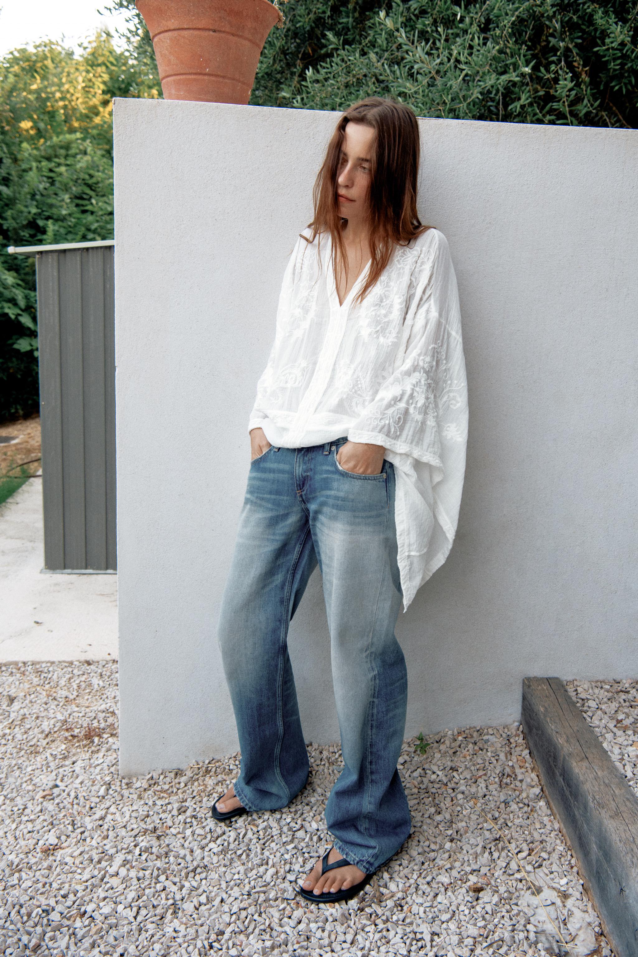 Женские блузки Zara ZW COLLECTION EMBROIDERED CAPE BLOUSE — фото 3