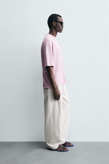 T-SHIRT COUPE DÉCONTRACTÉE AVEC POCHE - Lilas de Zara - Image 3