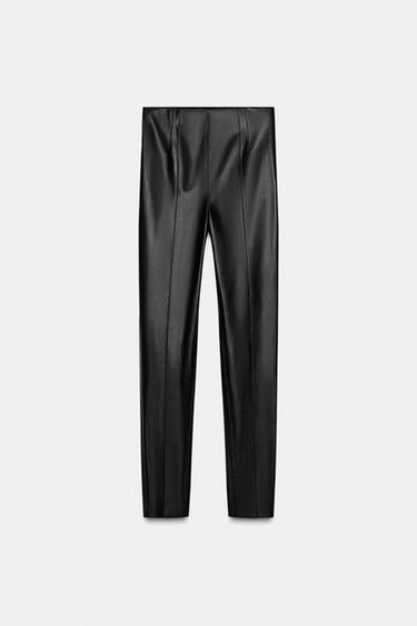 HIGH-WAIST FAUX LEATHER LEGGINGS - Black by Zara