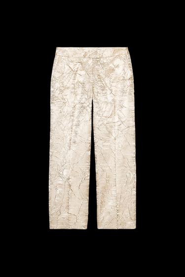 SATINHOSE IM KNITTER-LOOK - Gold von Zara - Bild 0