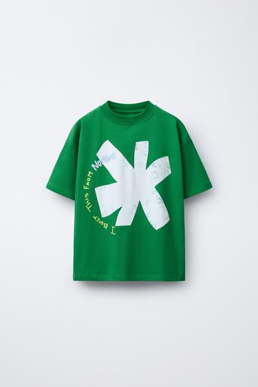 Zara PRINTED T-SHIRT - Green