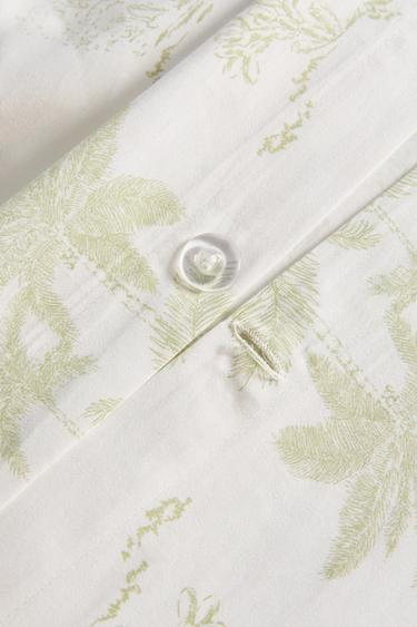 TOILE DE JOUY PALM TREE SATEEN FLAT SHEET - Green by Zara - Image 3