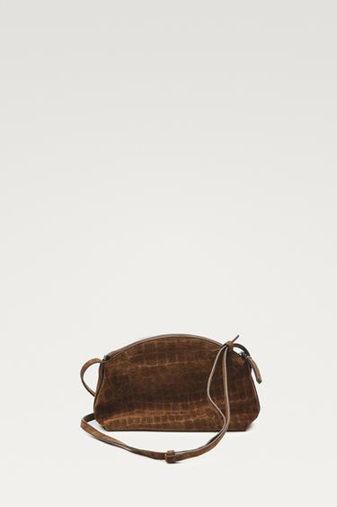 Split suede leather crossbody bag — Khaki 3