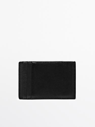 Portefeuille vertical « magic » en cuir nappa - Noir de Zara