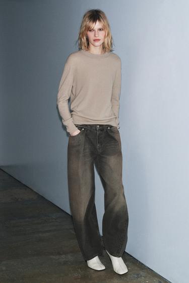 100% EXTRA-SOFT WOOL JUMPER WITH LONG SLEEVES - Beige by Zara