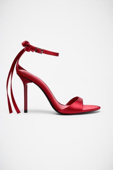 SANDALIA TACÓN LAZO - Rojo de Zara