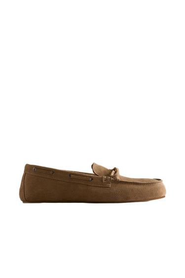 Zara WARM LEATHER MOCCASINS - Brown