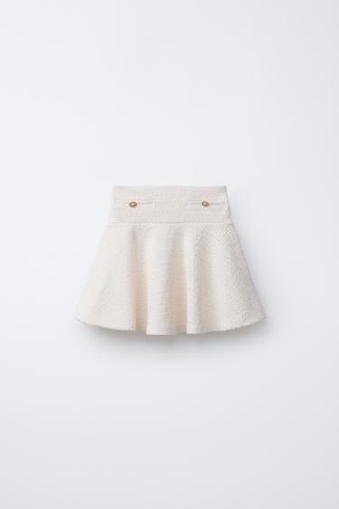 JEWEL BUTTON STRUCTURE MIDI SKIRT - Ecru by Zara