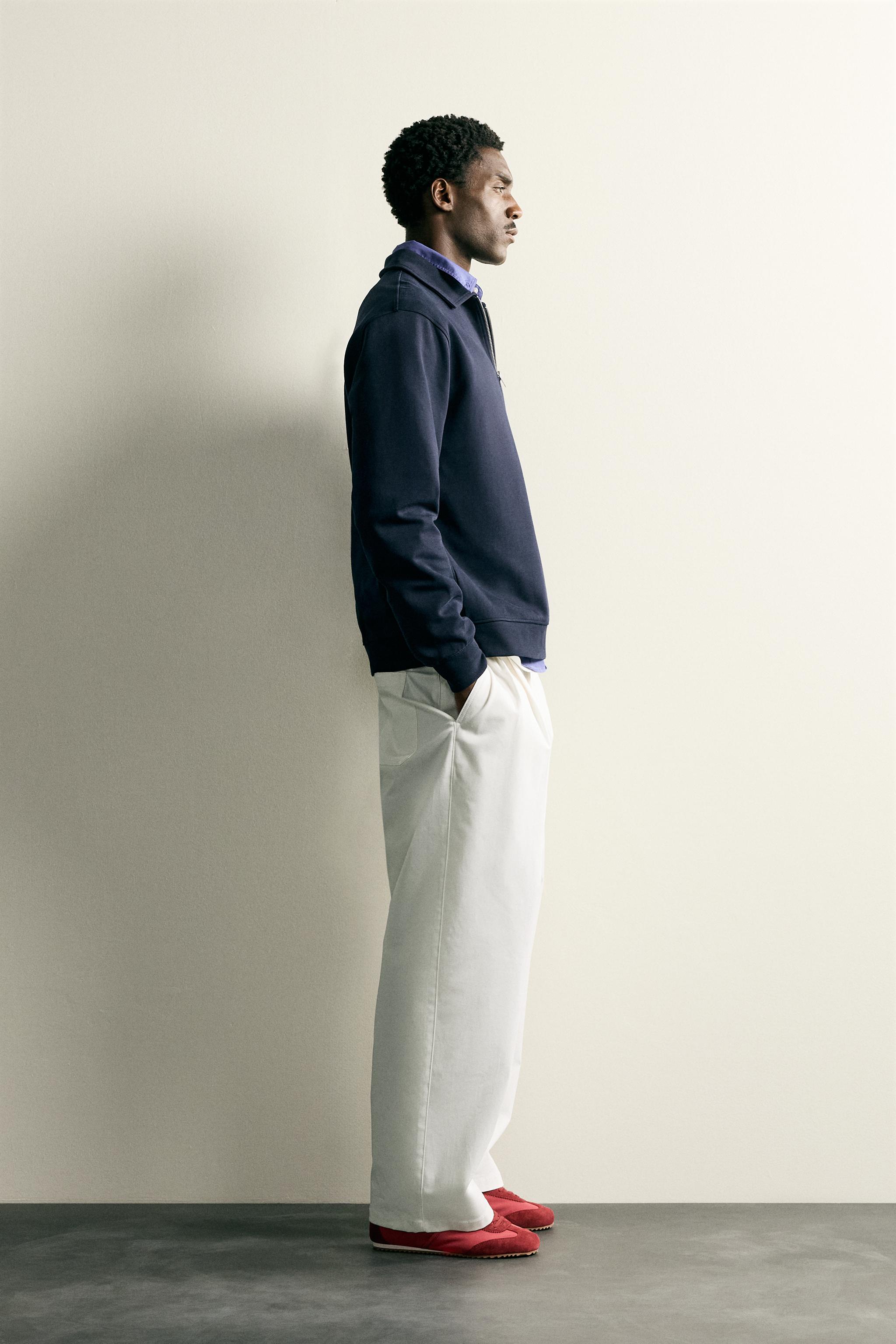 INTERLOCK ZIP POLO SWEATSHIRT - Navy blue | ZARA United States