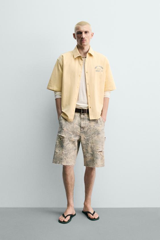 WASHED ABSTRACT PRINT RELAXED FIT SHORTS from Zara - $59.90