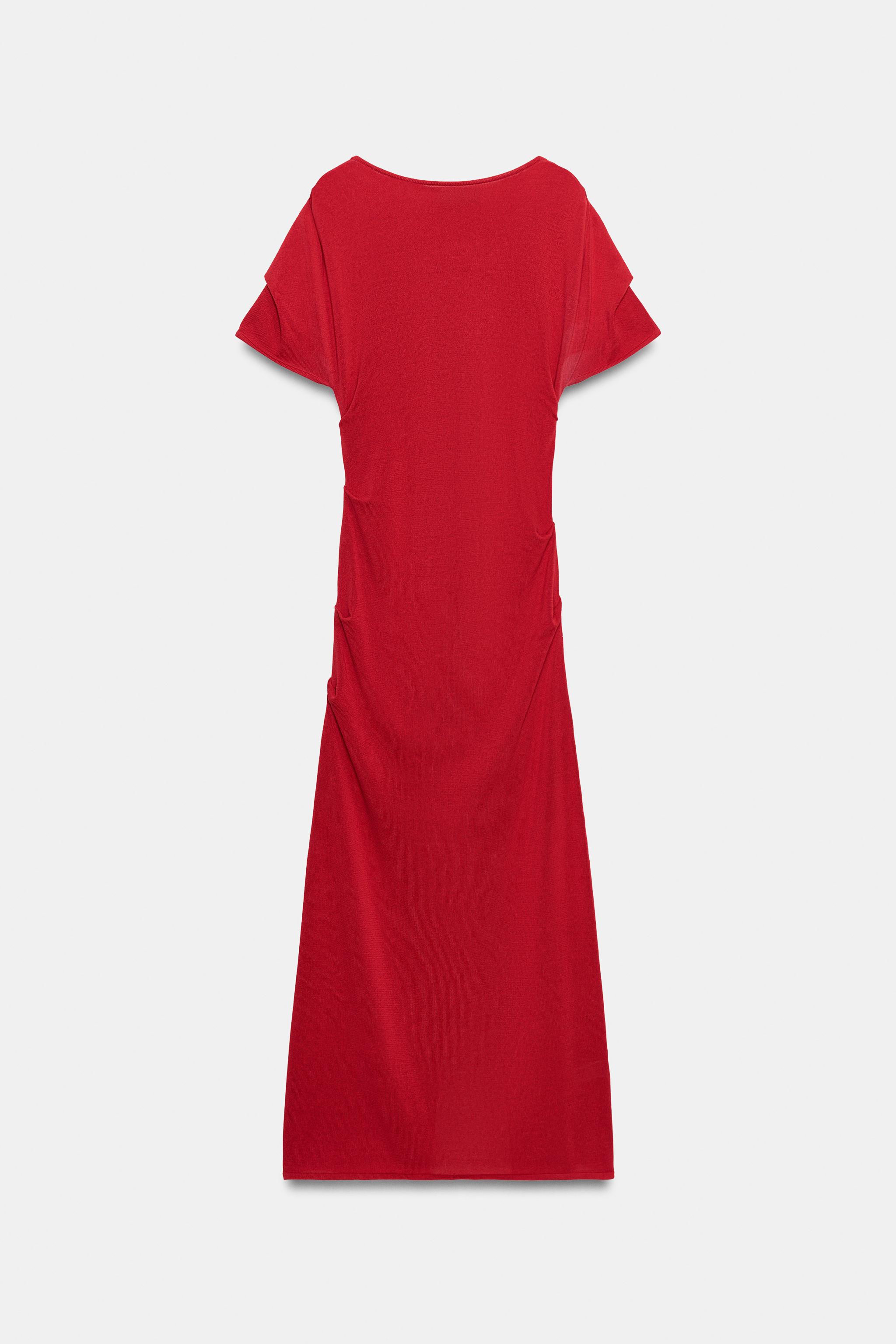 KNIT DRAPED MIDI DRESS