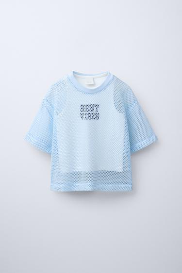 DOUBLE MESH T-SHIRT - Blue by Zara - Image 0