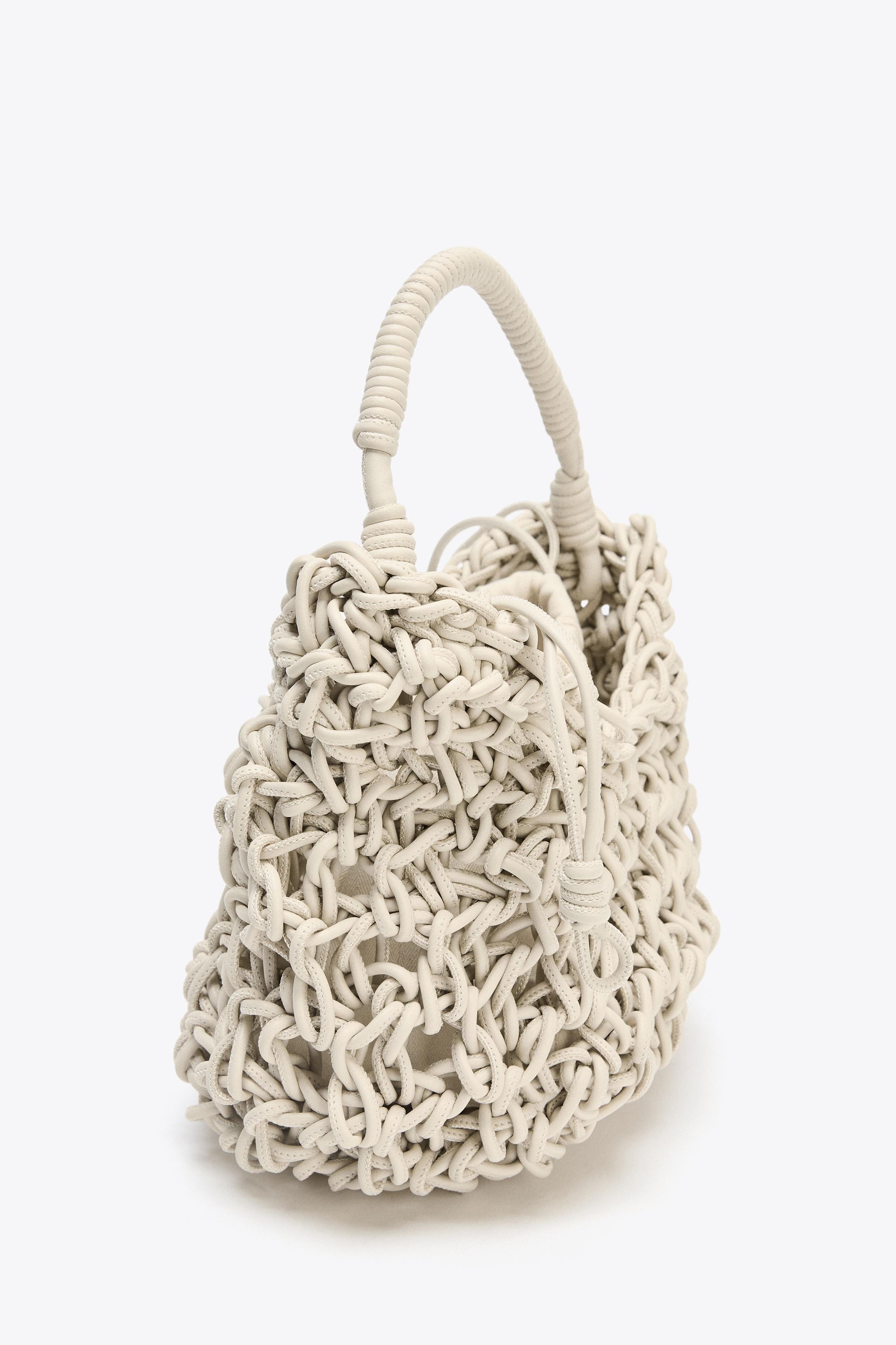 TOPSTITCHED WOVEN HANDBAG - Ecru | ZARA United States