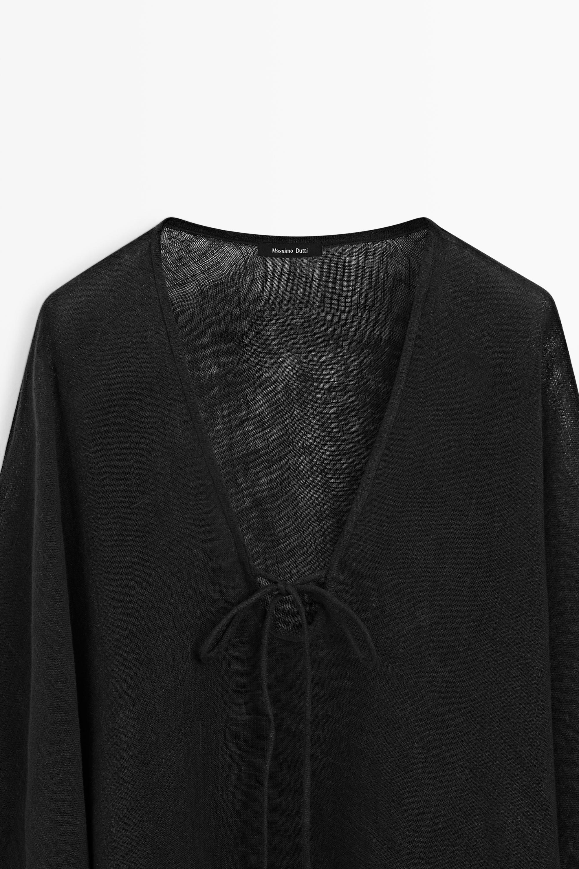100% linen cape with tie details
