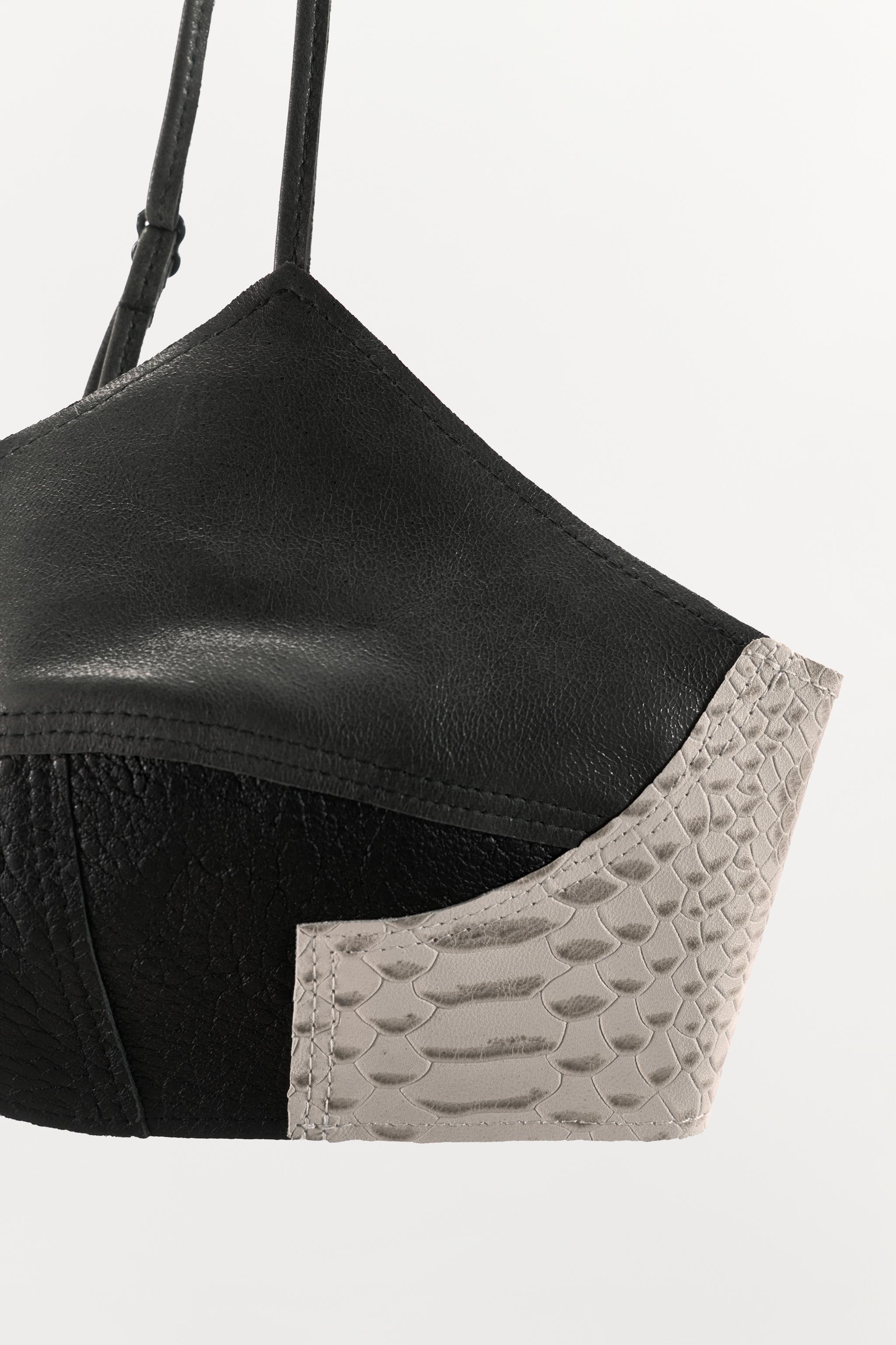 100% LEATHER MIXED-MATERIAL BRALETTE