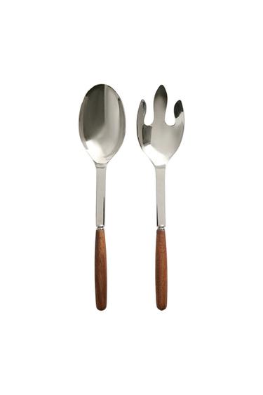 WOODEN SALAD CUTLERY SET (SET OF 2) - Light beige by Zara