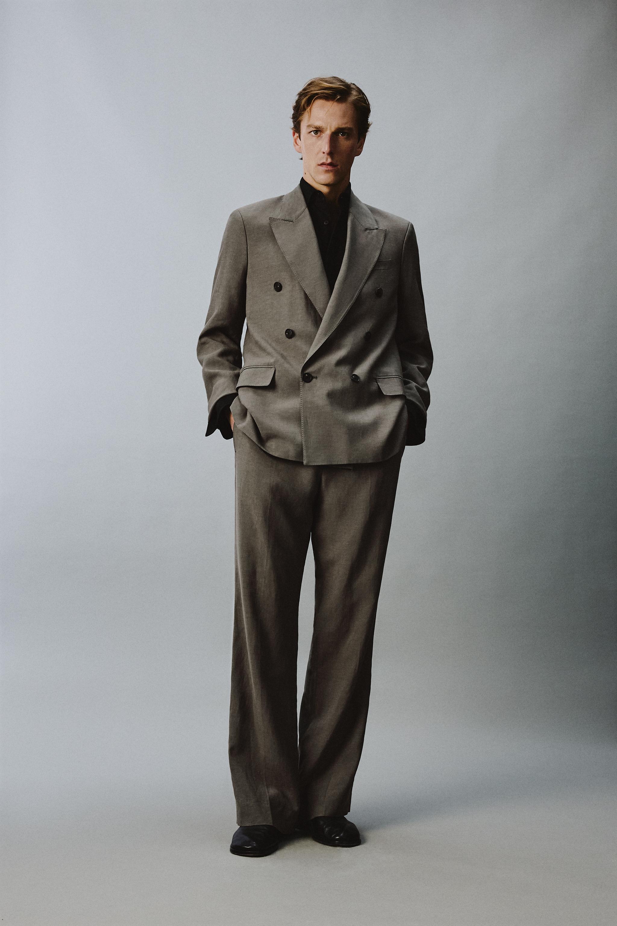 FLARE FIT VISCOSE - LINEN SUIT PANTS