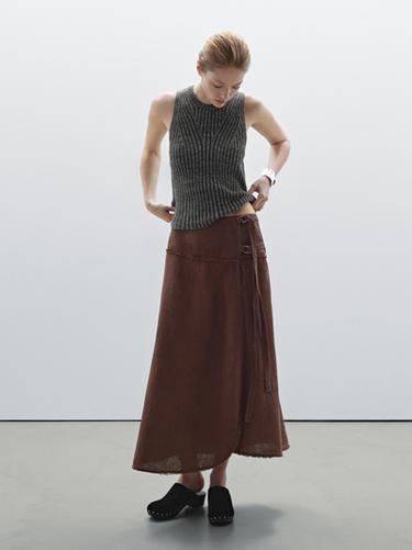 Zara Linen pareo skirt with buckle detail - various - Image 0