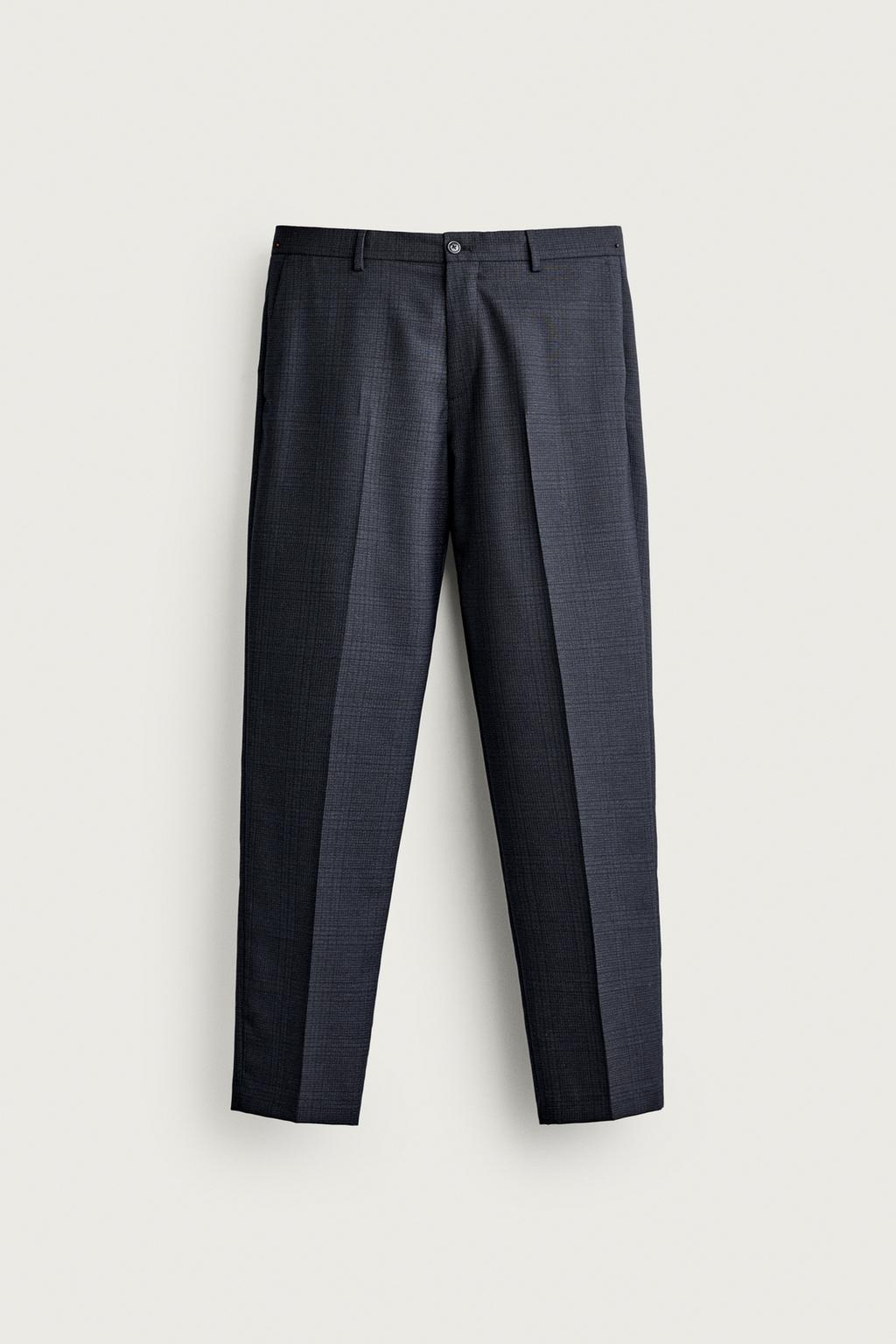 CHECK REGULAR FIT SUIT TROUSERS
