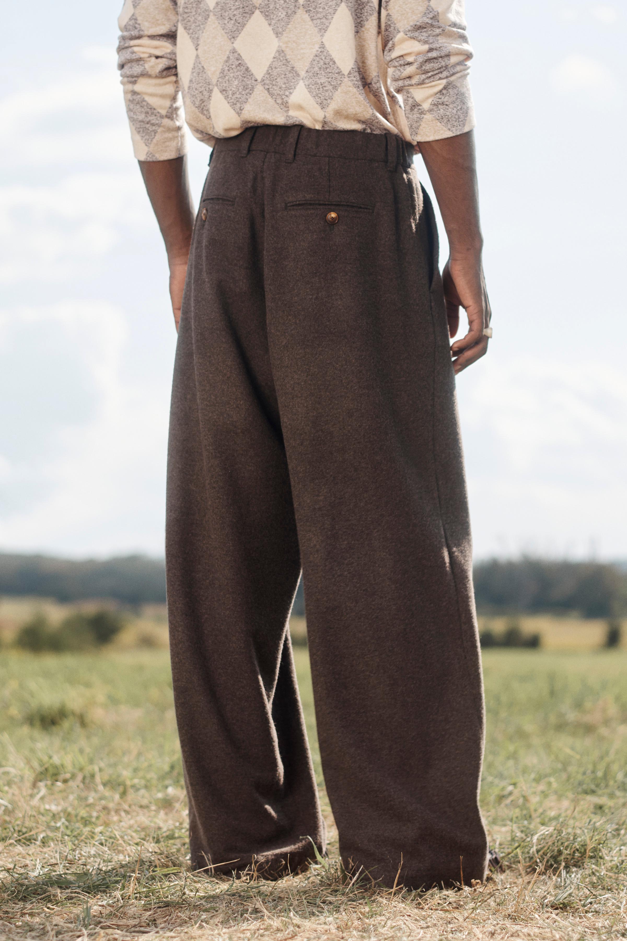 LIMITED EDITION CHAIN WOOL WIDE FIT PANTS