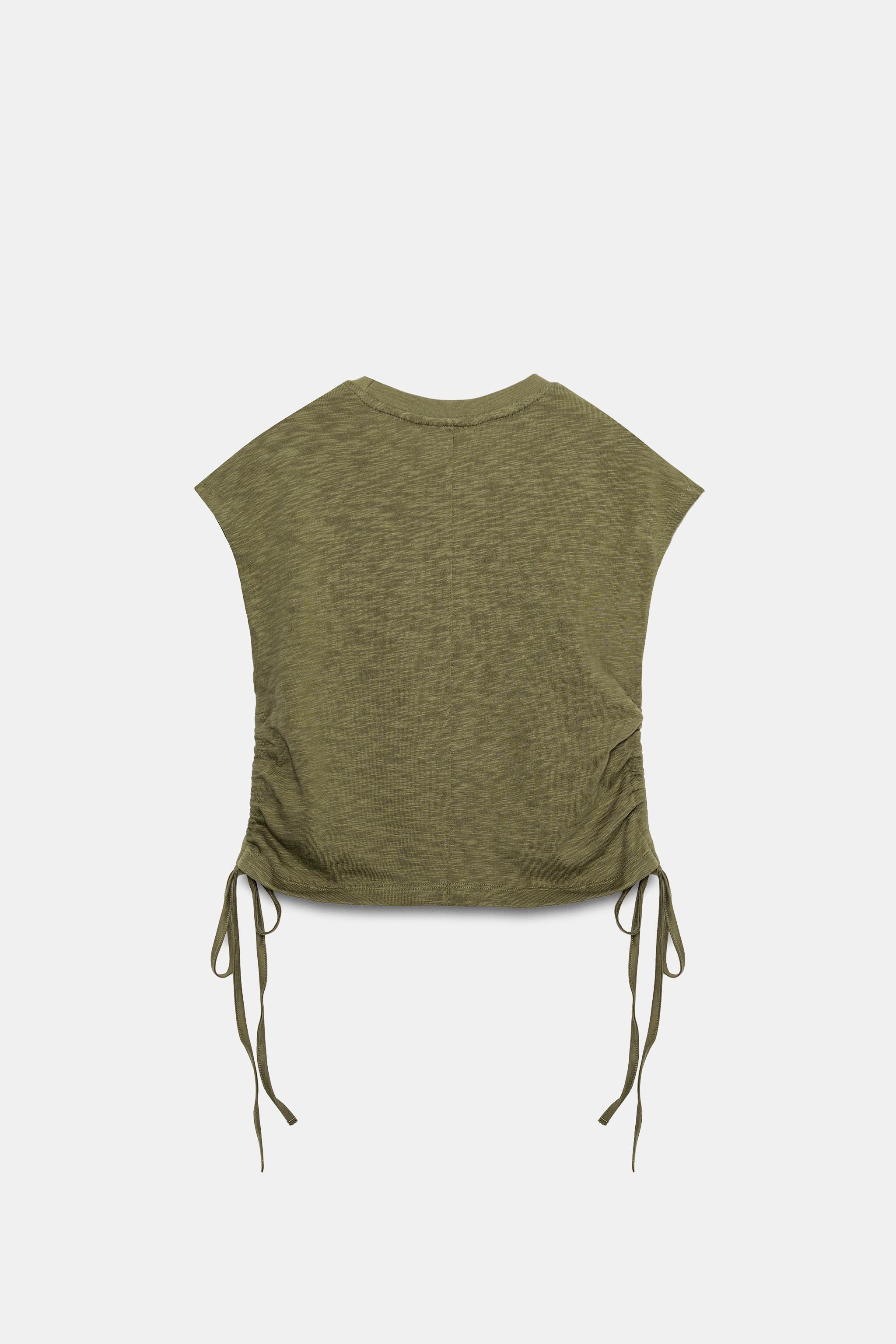Zara BÜZGÜLÜ RUSTİK T-SHIRT görsel 7