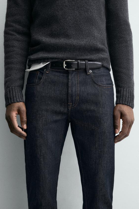 TOPSTITCHED LEATHER BELT