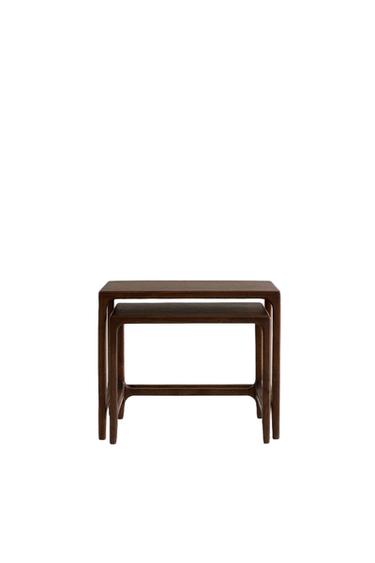 WOODEN NEST OF SIDE TABLES (SET OF 2) - Dark brown by Zara
