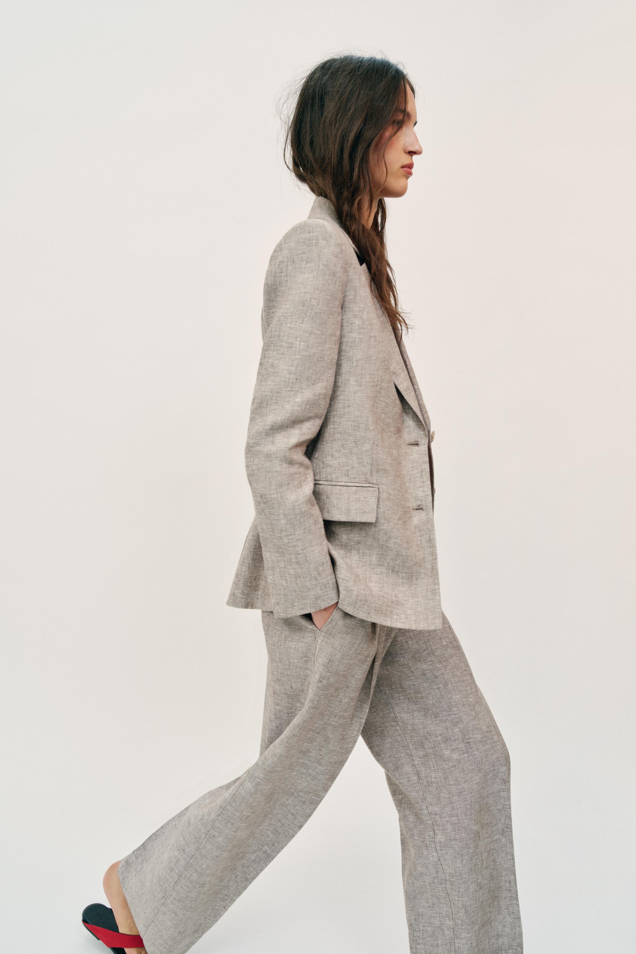 100% LINEN STRAIGHT LEG PANTS