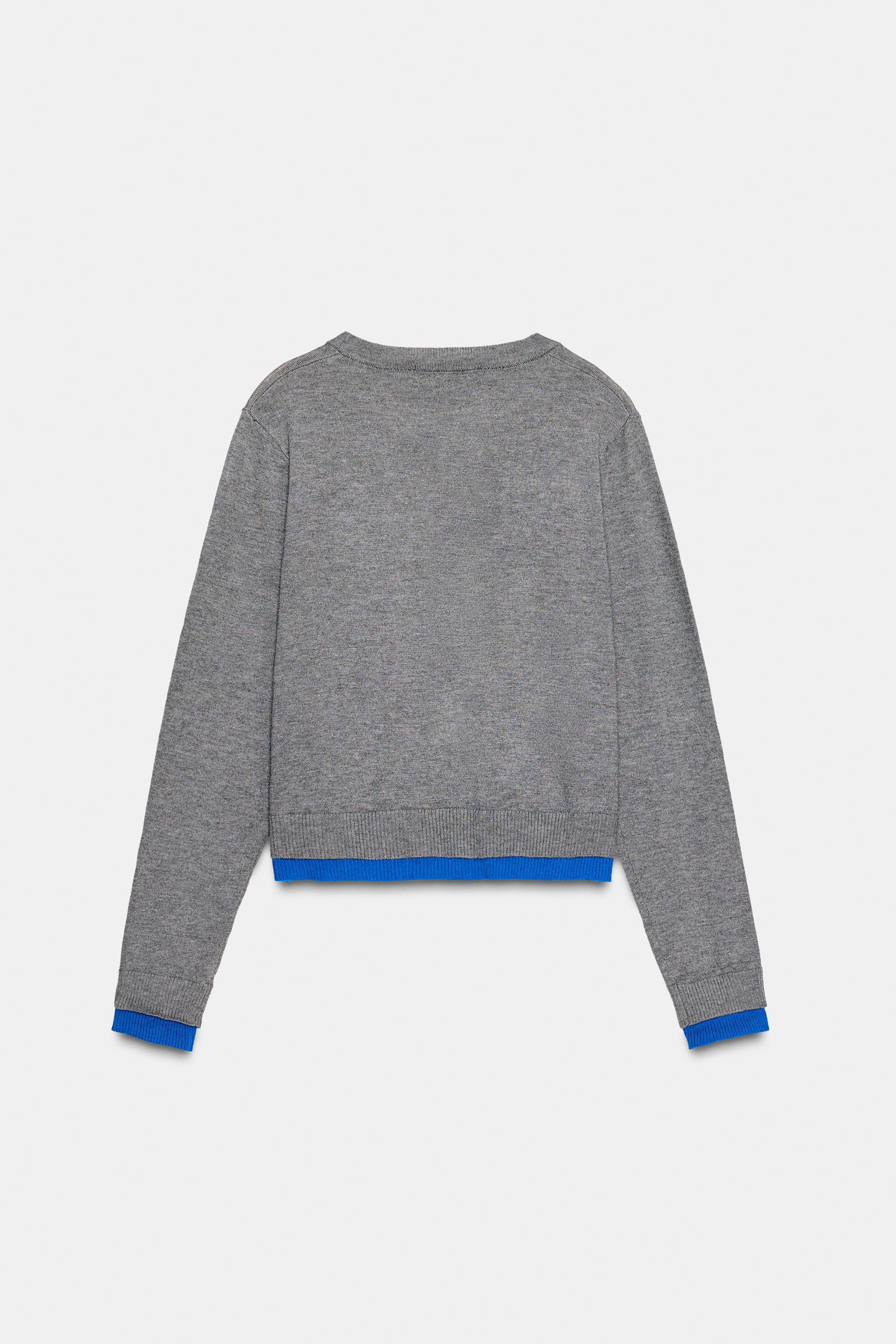 コントラストニットカーディガン - グレー | ZARA Japan / 日本