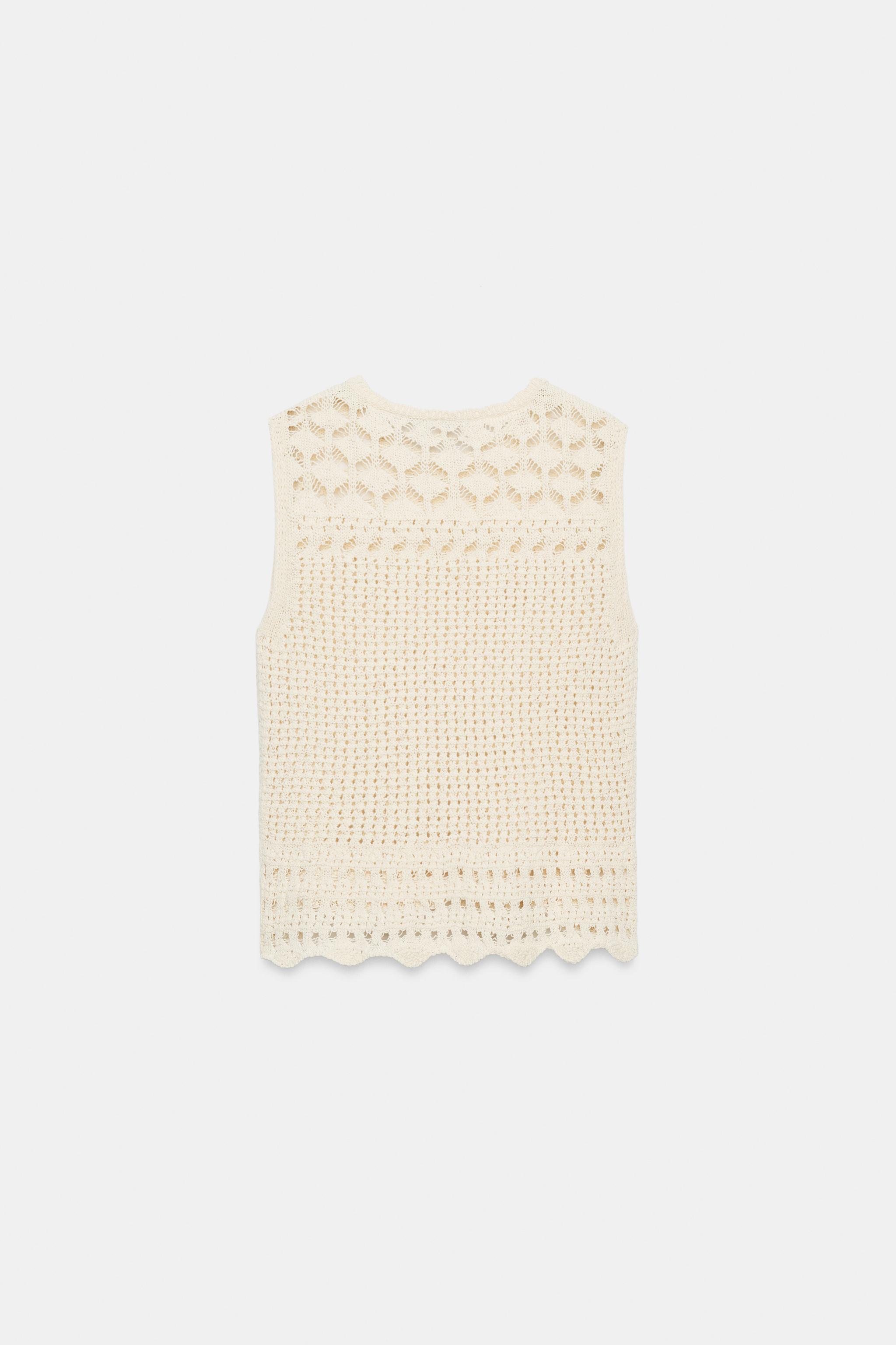 Женские свитеры Zara POINTELLE KNIT TOP — фото 8
